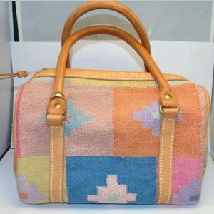 T. Cappelli vintage Dallas made Aztec carpet bag